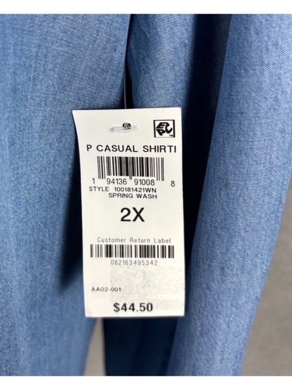 On 34th Trendy Plus Size Long-Sleeve Split-Neck Top Blue 2X New With Tags. - Picture 6 of 8
